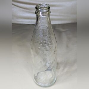 Vintage 70s Clear Glass Pepsi Bottle Swirl Twist Design No Refill 10 Oz